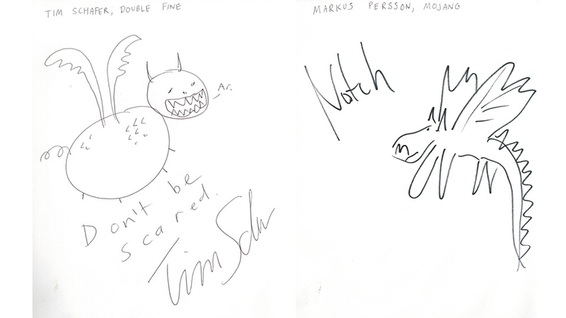 Illustration for article titled Tim Schafer, Notch And John Romero Drew Some Dragons — Because Why The Hell Not?